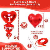 Valentines Day Decorations Set I Love You Balloons and Red Heart