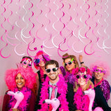 36 Pcs Hot Pink Hanging Swirl Decorations Ombre Pink White Felt Swirl