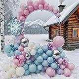 Pink and Blue Snowflake Balloons, 12 Inch Winter Wonderland Dusty