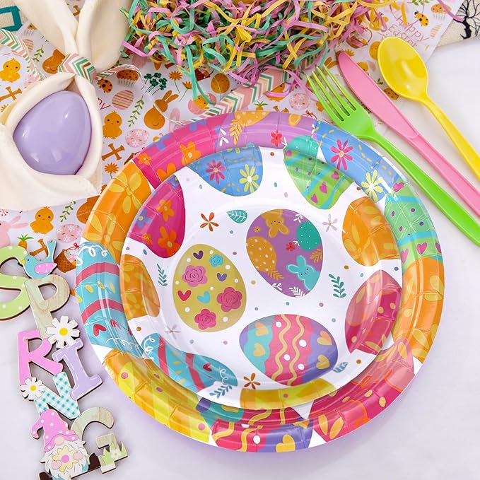 Happy Easter Party Decorations Tableware Sets Colorful Easter Eggs