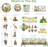 201pcs Safari Birthday Decorations Tableware Set 25 Serves Safari