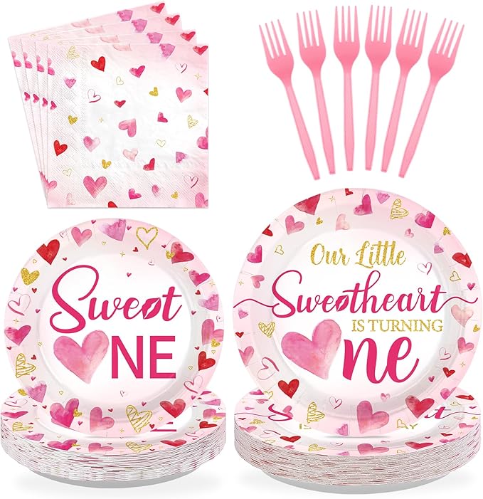96Pcs Valentines 1st Birthday Party Decorations Valentine Sweet One