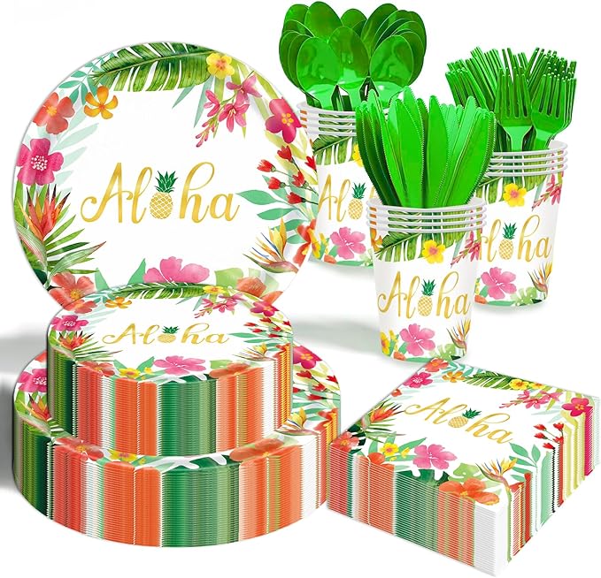 Hawaiian Luau Party Decorations Supplies 350 PCS Aloha Tropical