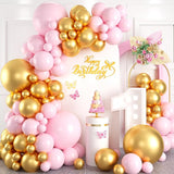 Pink and Gold Balloon Arch Kit 100pcs Metallic Gold Pastel Macaron