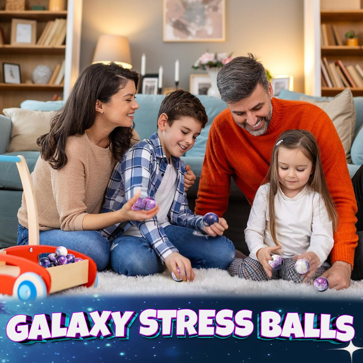Galaxy Stress Balls for Kids - Pack of 24 Bulk - Squeeze Anxiety