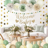 Amandir Baby Shower Decorations Sage Green Balloons Welcome Baby