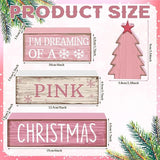 4 Pcs Christmas Table Decoration Wooden Pink Christmas Tree