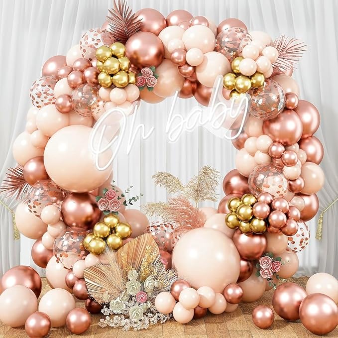 Blush Rose Gold Balloon Garland Arch Kit 119 Pieces Peach Pink Gold