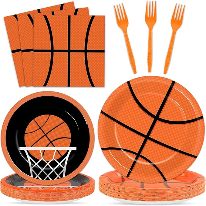 100 Pcs Basketball Party Plates and Napkins Set Basketball Birthday