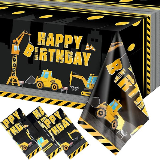 Tatuo Construction Happy Birthday Tablecloth Dump Truck Birthday
