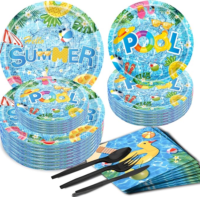 150Pcs Summer Pool Party Supplies Beach Party Supplies Set 9 & 7