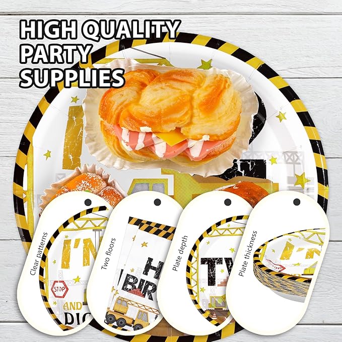 200Pcs Construction 2nd Birthday Party Supplies Construction Truck