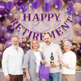 Retirement Party Decorations Kit for Women - 16-Piece Elegant Purple