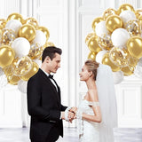 60pcs Gold and White Balloons 12inch, White and Gold Balloons with