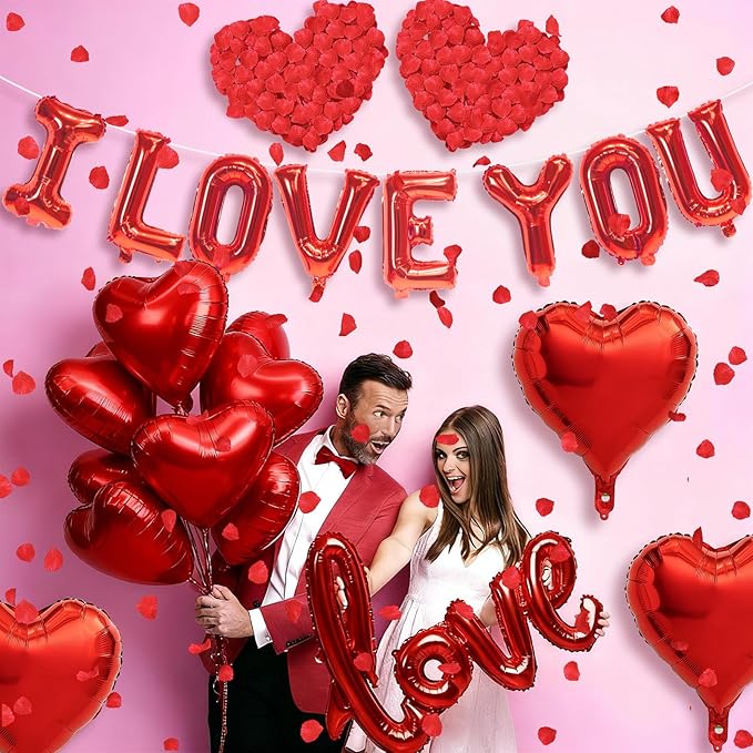 I Love You Balloons Valentines Day Balloons Red Heart Love Foil