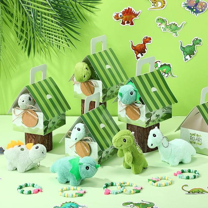 100 Pcs 16 Sets Dinosaur Party Favor Mini Dinosaur Stuffed Animals
