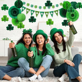 22 Pcs St Patricks Day Decorations Shamrock Clover Garland Green