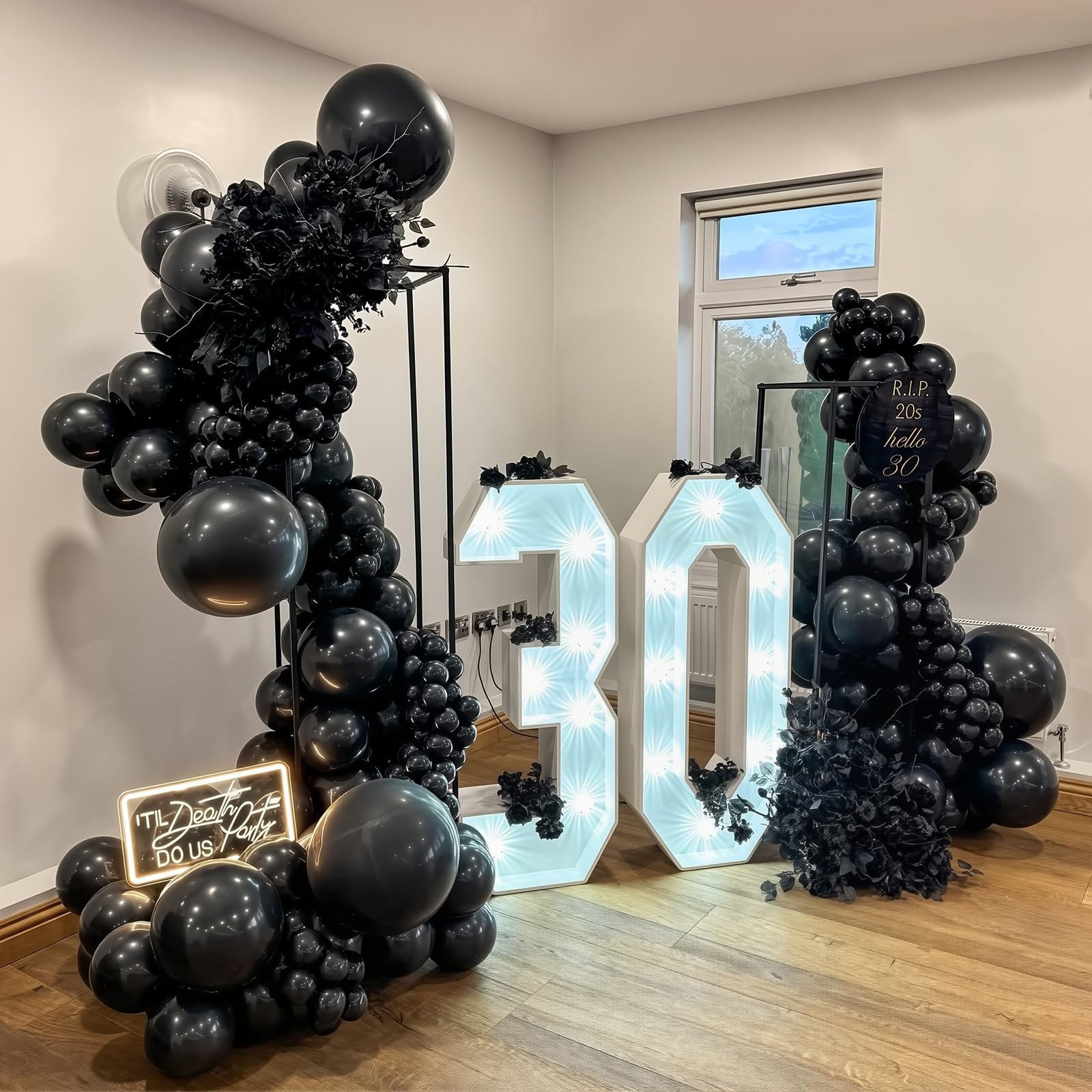 145pcs Black Balloons Different Sizes 18" 12" 10" 5" Black Latex