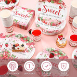 200 Pcs Strawberry Baby Shower Paper Plates Napkins Cups Baby Shower