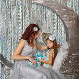 2 Pack Silver Backdrop Curtain Tinsel Streamers Sparkle Metallic Wavy