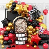 Movie Night Balloon Garland Arch Kit Red Black Gold Balloons with
