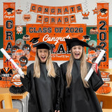 Graduation Decorations 2026 Orange Graduation Party Decor Set include