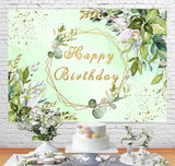 Sensfun Sage Green Birthday Backdrop Banner Greenery Birthday Decorati