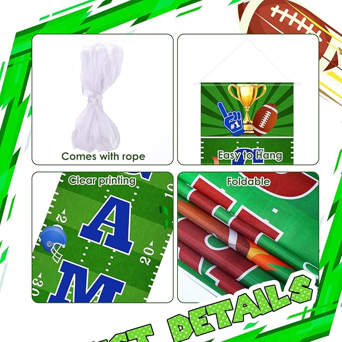 4 Pcs Football Backdrop Banner Decoration Football Party Supplies