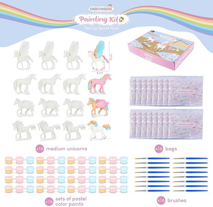 Unicorn Party Favors for Kids Painting Kit Pack 16 Goodie Bags