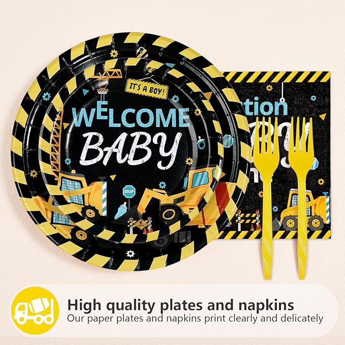 96Pcs Construction Baby Shower Party Supplies Dump Truck