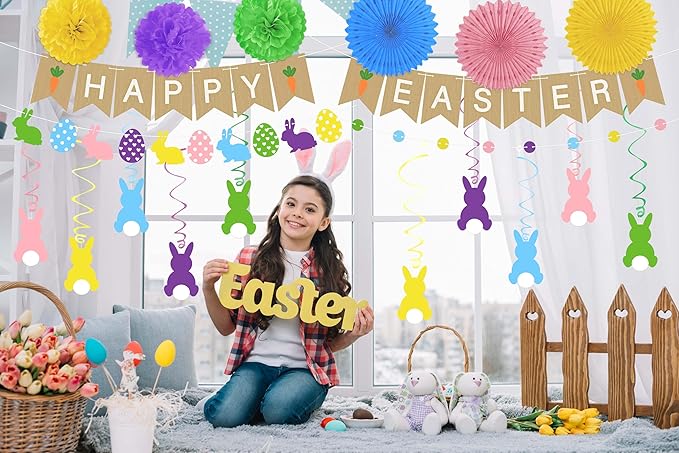 Easter Bunny Party Decorations Set for Home Happy Easter Banner