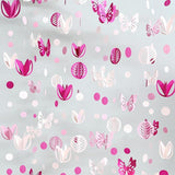 Spring Party Decorations Hot Pink White 3D Butterfly Tulip Flower