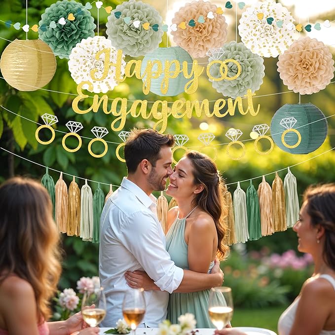 Engagement Party Decorations Sage Green Engaged Decorations with