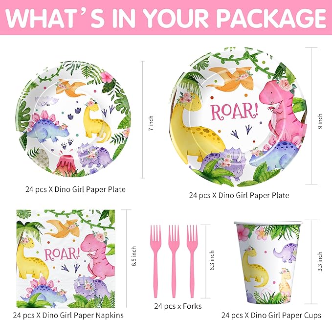 Dinosaur Party Decorations Tableware For Girl Birthday Baby Shower