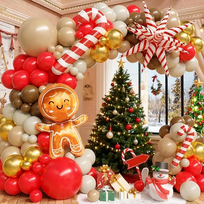 Christmas Balloon Arch Kit Xmas Beige Red Balloon Garland Apricot