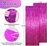 Voircoloria 2 Pack Pink Foil Fringe Backdrop Curtains, Tinsel