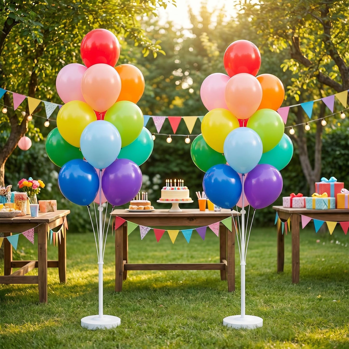 Tosuced Balloon Column Stand Kit,2 Sets of Assorted Rainbow Ballo 13-c