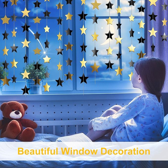 Patelai Glitter Star Garland Banner 2026 Party Decor 130 Feet Star