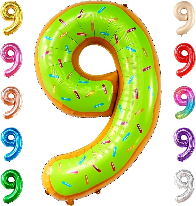 KatchOn, Huge Number 9 Donut Balloon - 40 Inch | Foil 9 Birthday