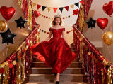 3 Packs Red Gold Foil Fringe Curtains Extra Wide 9.9ft for Birthday