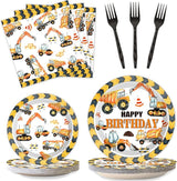 100 Pcs Construction Birthday Party Plates and Napkins Set Dump
