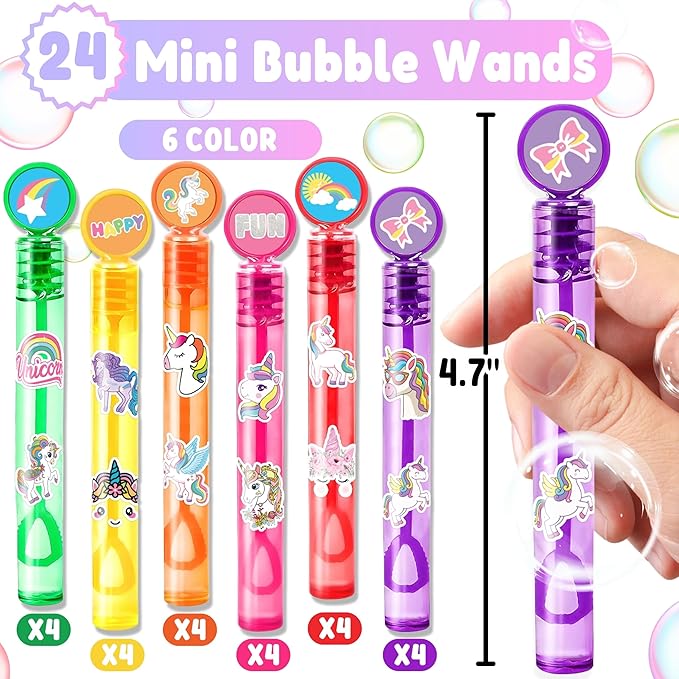Cute Unicorns Party Favors for Kids 24PCS Magical Mini Bubble Wands
