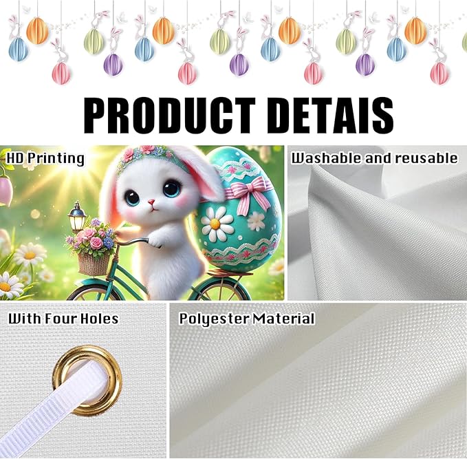 Easter Banner Polyester 43x70.86 Inches Banner Easter for Backyard
