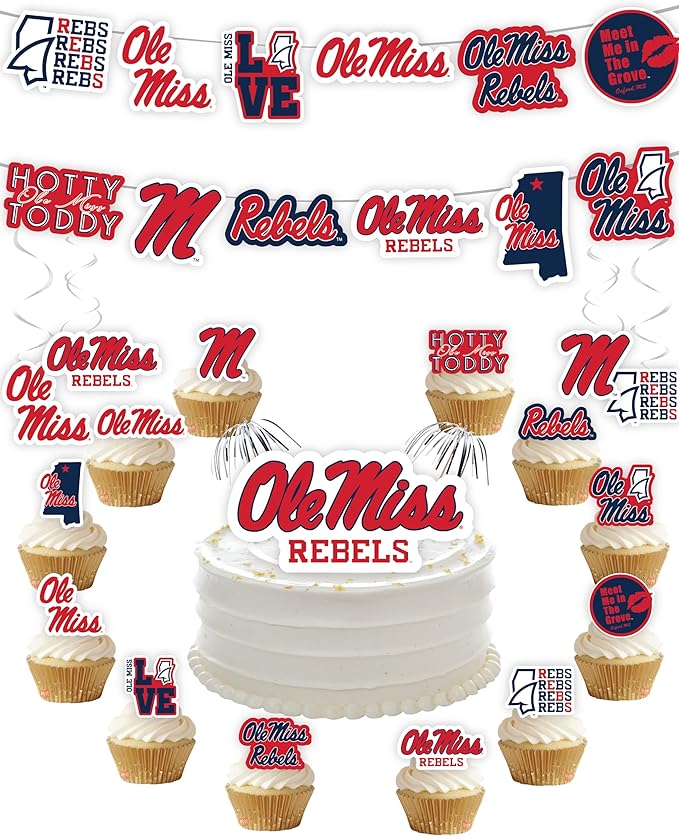 Ole Miss Party Supplies for Football, Birthday Gift, Graduation Party