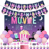 Movie Night Party Decorations Pink & Purple Fantasy Banner Backdrop