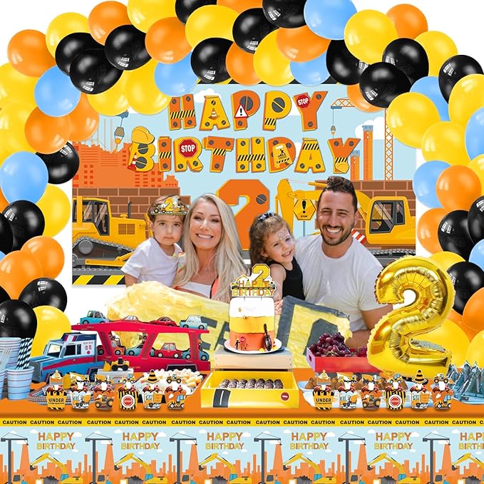 Construction Birthday Party Supplies for 2 Year Old Boy 139 Pcs Dump