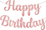 KatchOn Glitter Rose Gold Cursive Happy Birthday Banner - Pre-Strung