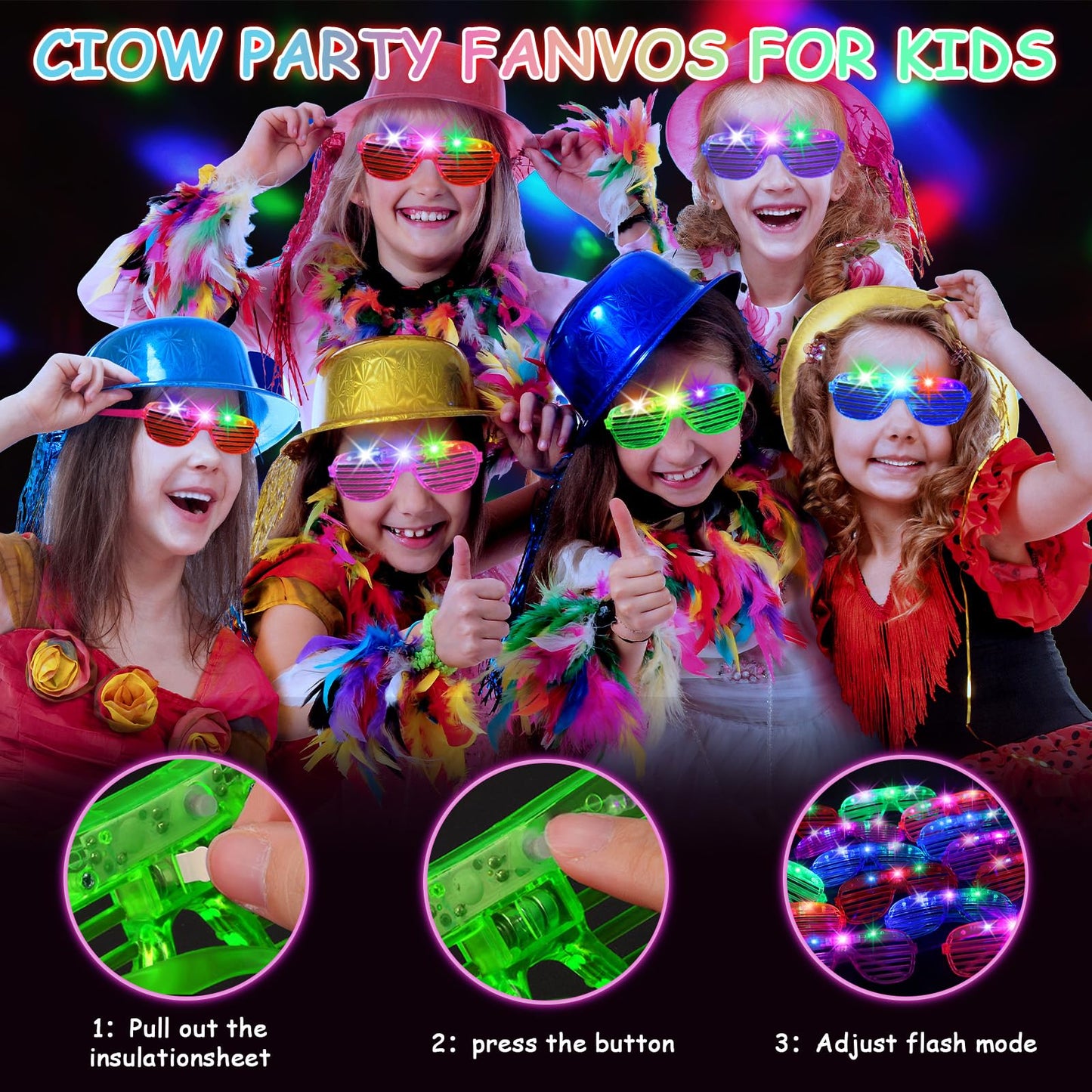 OLUPP 84 PCS LED Glasses, 5 Colors Light Up Glasses with 3 Light
