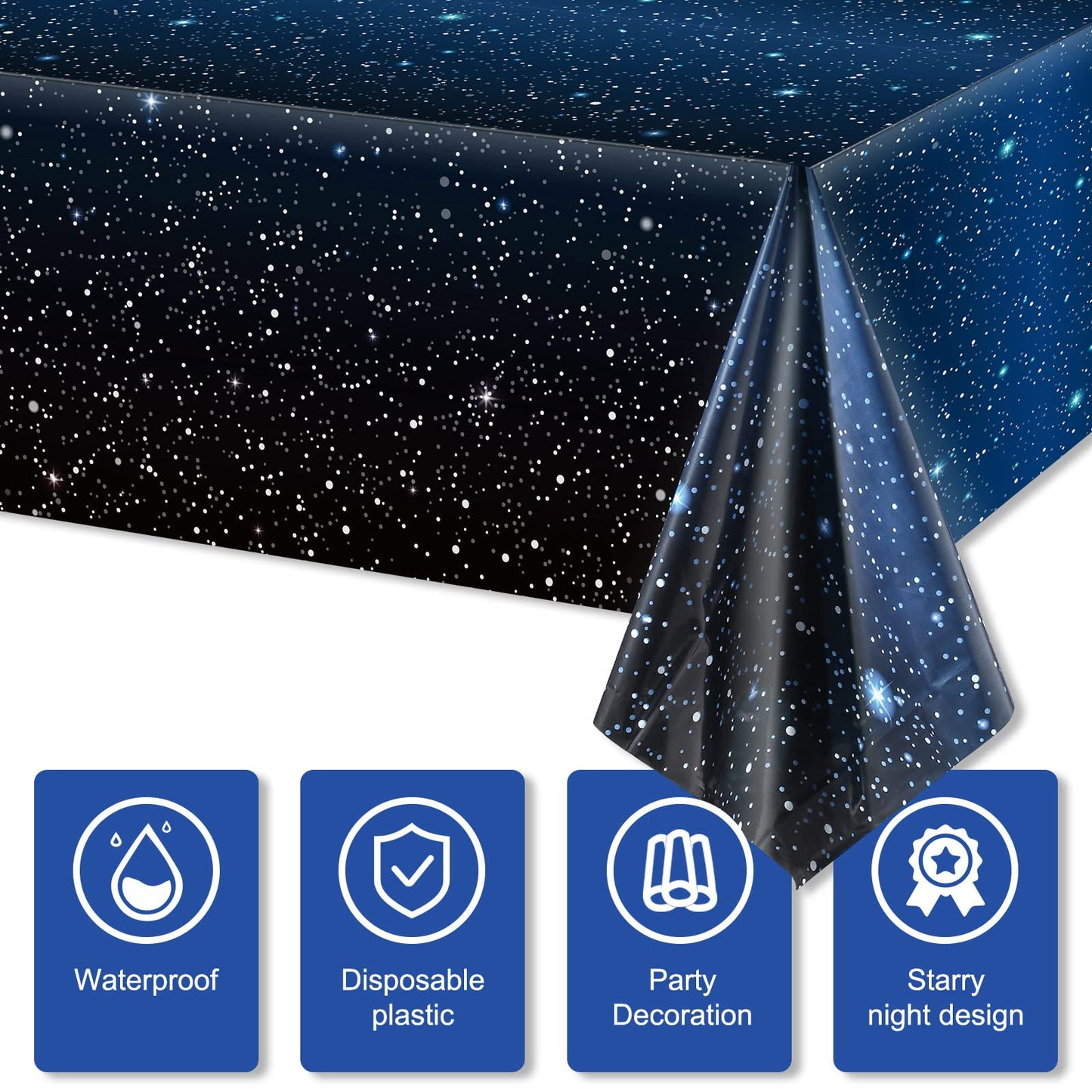 4 Pieces Space Tablecloth Starry Night Tablecloth Decorations Plastic