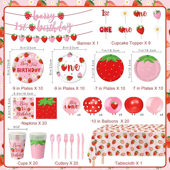 Berry First Birthday Decor Strawberry 1st